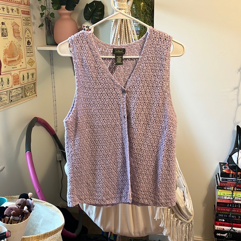 Purple knit button up woman’s M vest